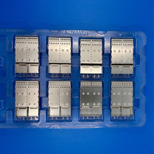 1000151446 – Molex zQSFP+ 1x2 Cage Assembly with press-fit termination and EMI shielding. Contact Cyndtek for availability.